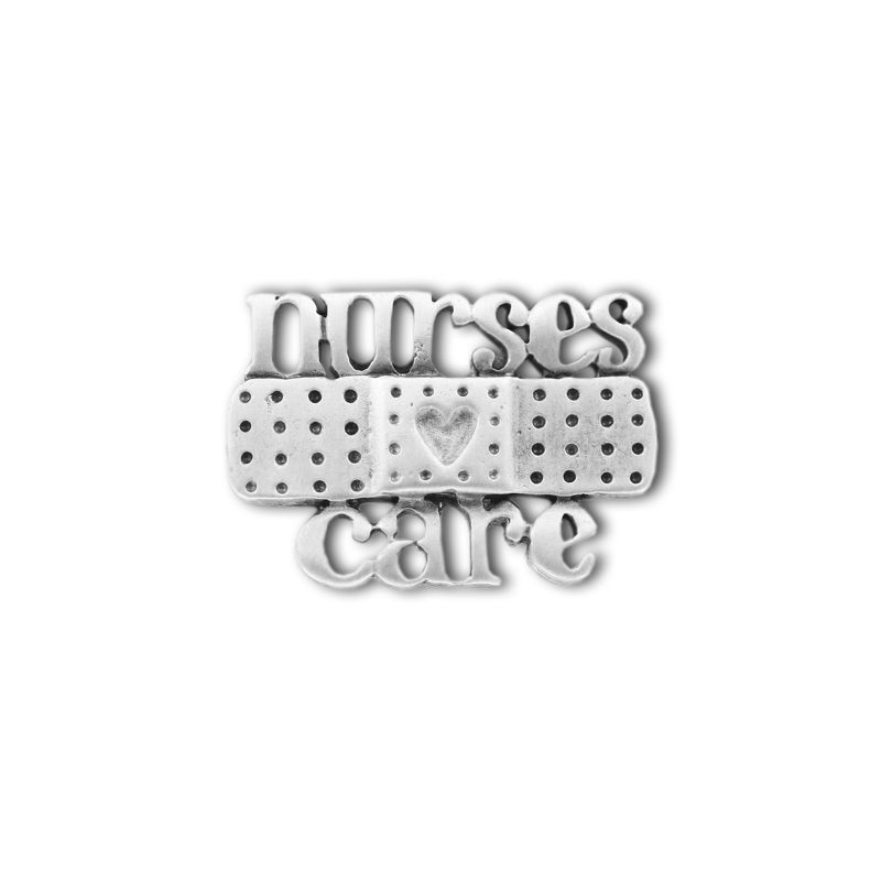Pewter Pin 'Nurses Care' with Band-aid - 1582PP - Click Image to Close